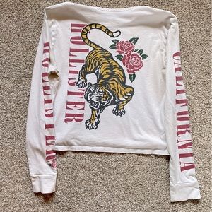 Hollister Y2K Tiger & Roses Long Sleeve Graphic Tee, Size Small